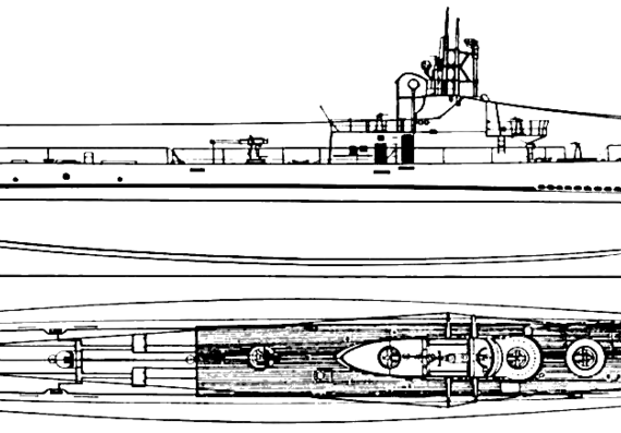 Submarine USS SS-213 Greenling 1943 [Submarine] - drawings, dimensions, figures